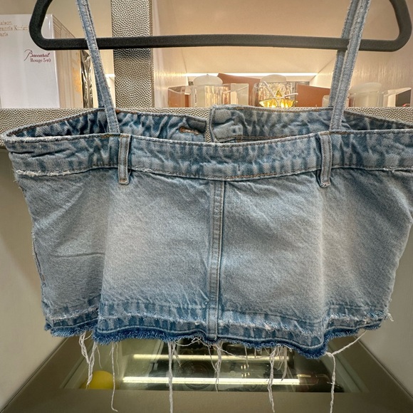 Zara Denim Blue Bustier Top Size Large - Picture 3 of 5